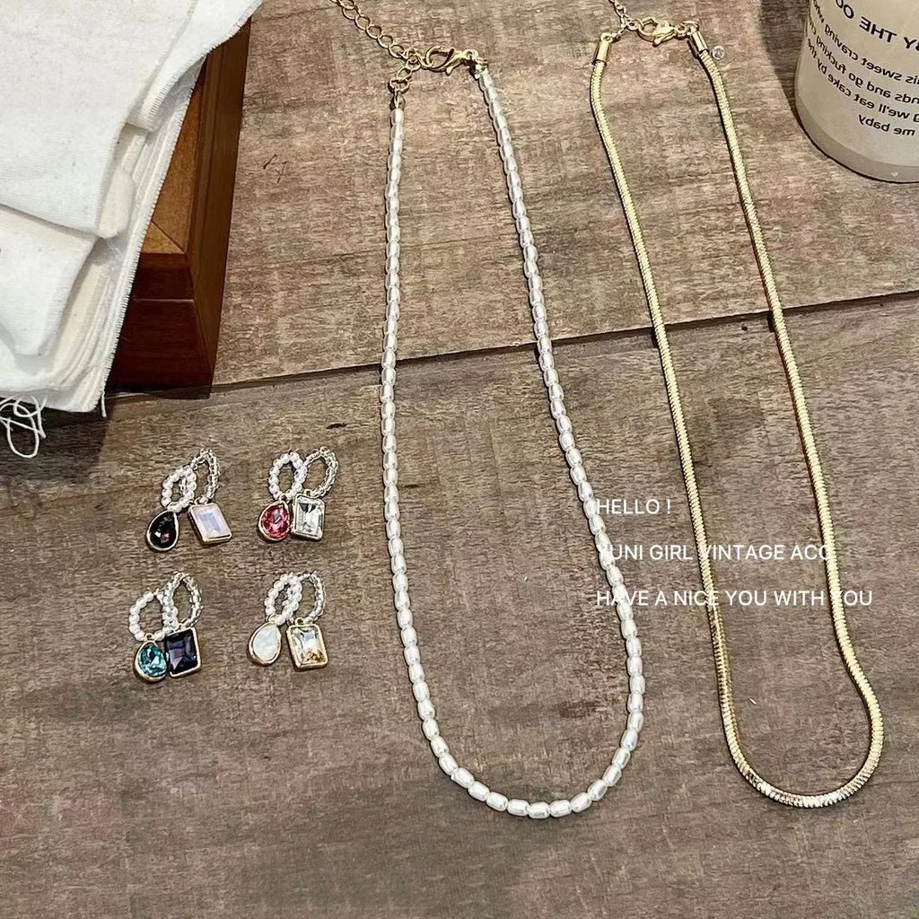 Vintage Diamond Choker Necklace Snake Bone Chain DIY Collarbone Chain Female