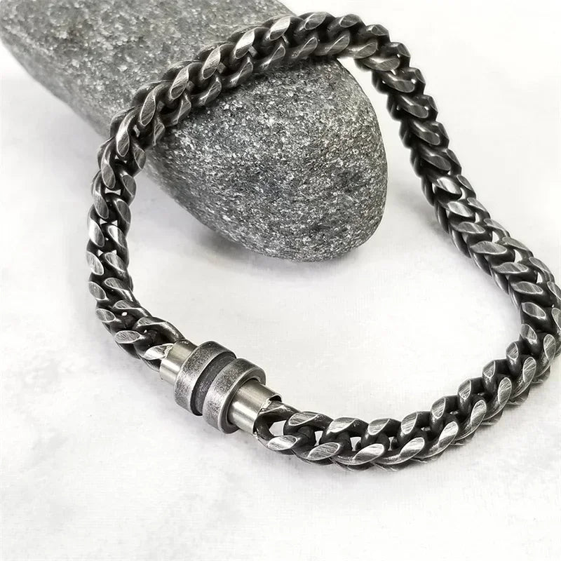 Vintage Men's Bracelet Chain Bangle Retro Magnetic Clasps Wristband