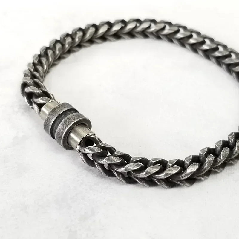 Vintage Men's Bracelet Chain Bangle Retro Magnetic Clasps Wristband