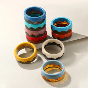 Vintage Colorful Cuff Bangles for Women Wide Geometric Retro Bangle Bracelets