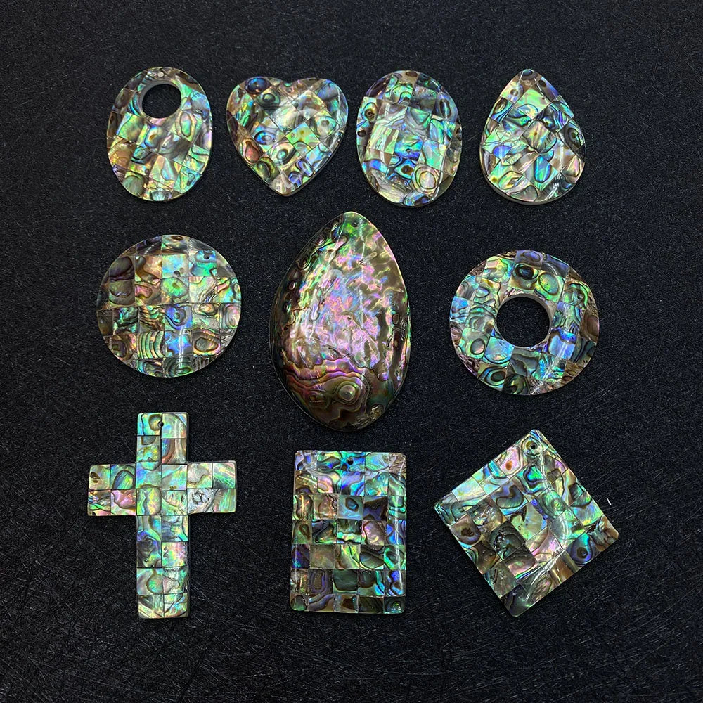 Vintage Abalone Shell Pendants Charms for Jewelry Making