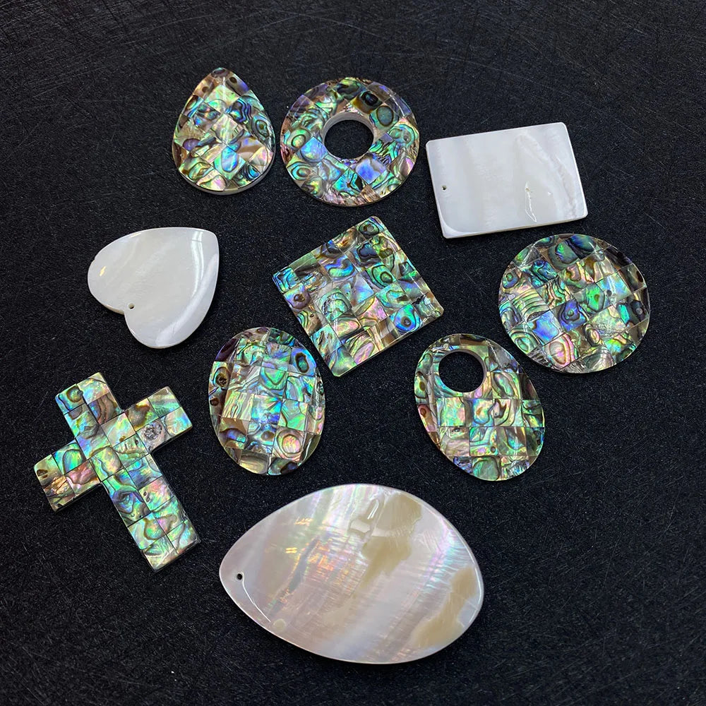 Vintage Abalone Shell Pendants Charms for Jewelry Making