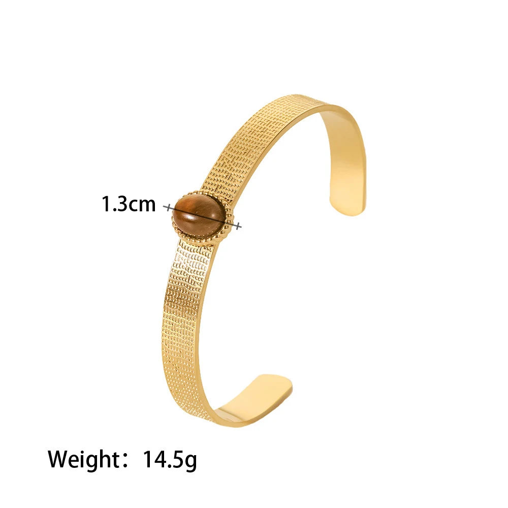 Colorful Stone Inlay Bracelet Stainless Steel 18K Plated