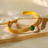 Colorful Stone Inlay Bracelet Stainless Steel 18K Plated