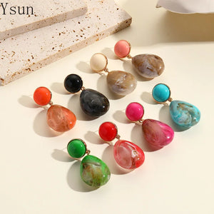 Vintage Colorful Pattern Beads Drop Earrings for Women