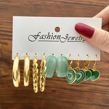 Colorful Pearl Metal Earring Set Butterfly Eardrop Leopard Hoop