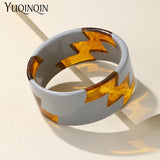 Colorful Resin Cuff Bangles for Women Wide Geometric Bangle Bracelets