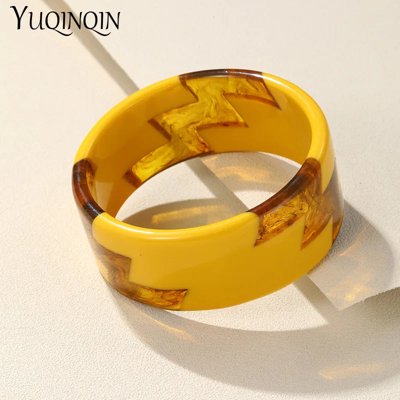 Colorful Resin Cuff Bangles for Women Wide Geometric Bangle Bracelets
