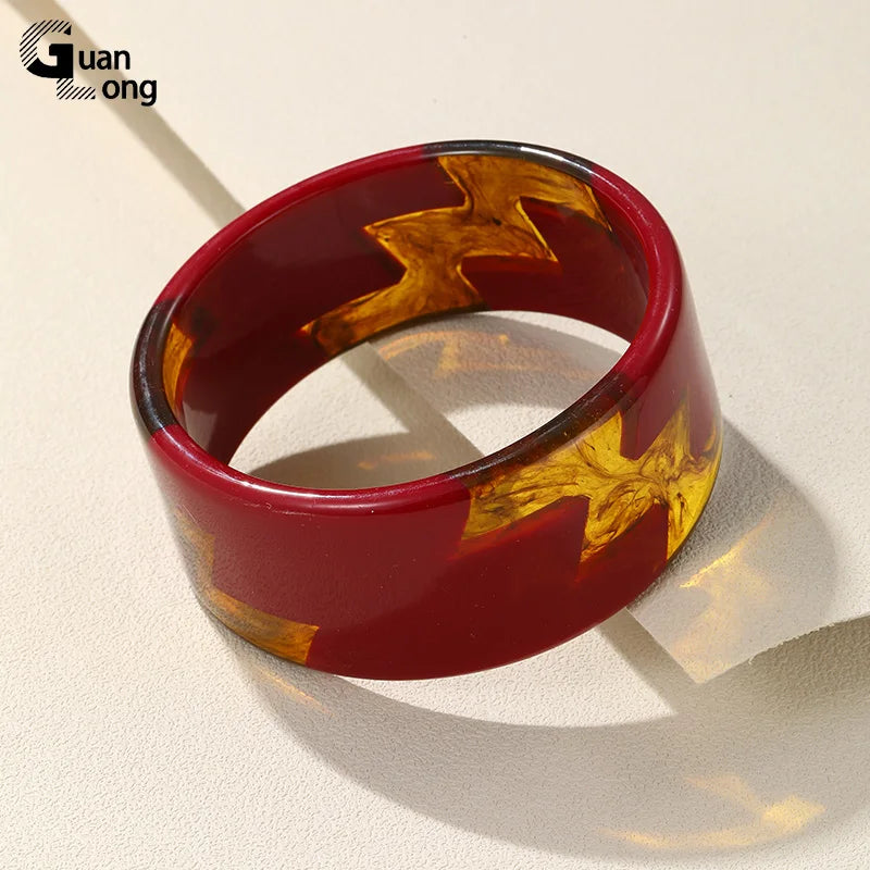 Colorful Resin Cuff Bangles Geometric Bangle Bracelets