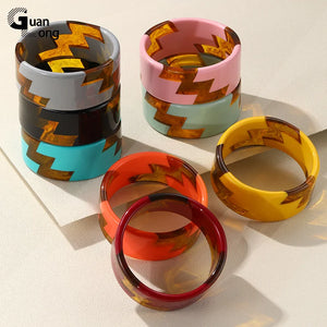Colorful Resin Cuff Bangles Geometric Bangle Bracelets