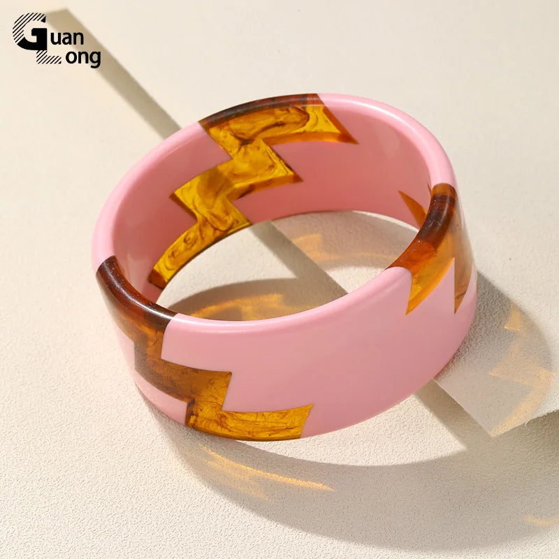 Colorful Resin Cuff Bangles Geometric Bangle Bracelets