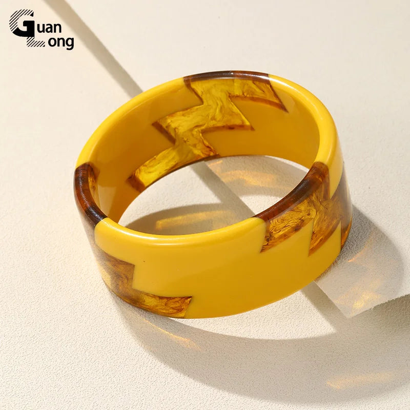 Colorful Resin Cuff Bangles Geometric Bangle Bracelets