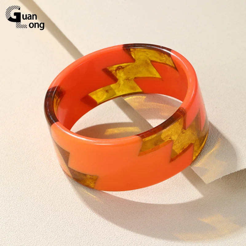 Colorful Resin Cuff Bangles Geometric Bangle Bracelets