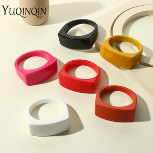 Vintage Colorful Resin Wide Bracelet Geometric Bangle Charm Hand Jewelry