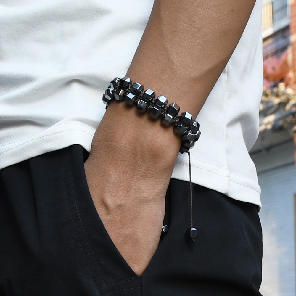 Vintage Hematite Stone Bracelet for Men Gift