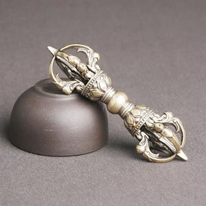 Vintage Copper Vajra Pestle Feng Shui Ornament Religious Collection Home Decor
