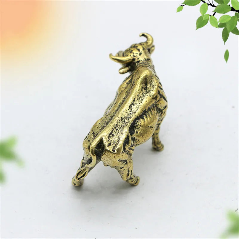 Vintage Copper Wall Street Bull Figurine Retro Brass Cattle Statue