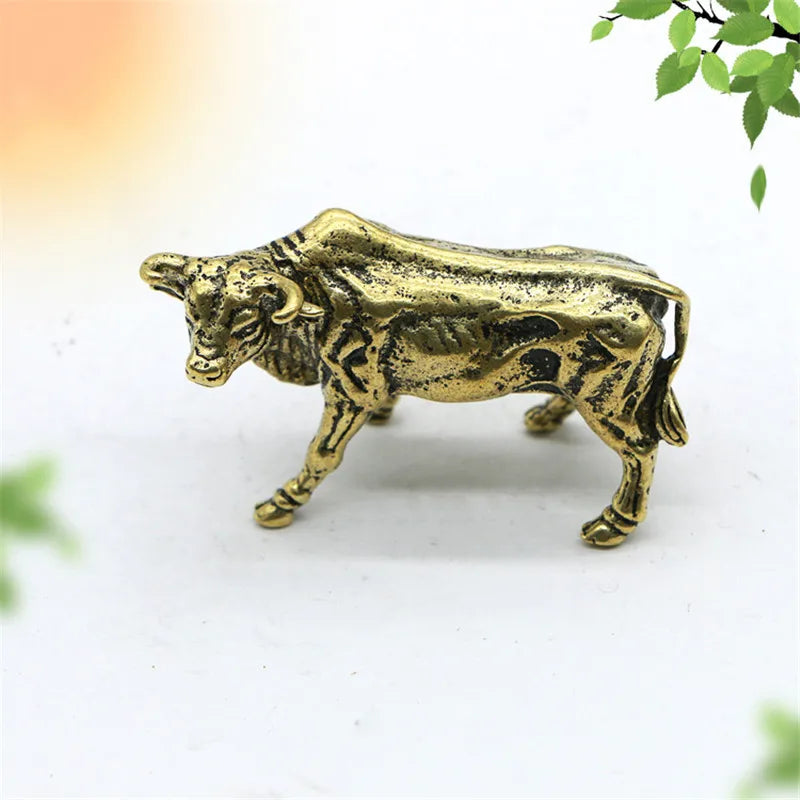 Vintage Copper Wall Street Bull Figurine Retro Brass Cattle Statue
