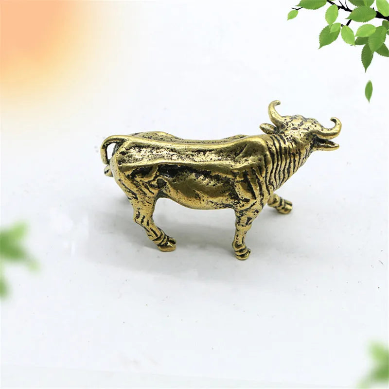 Vintage Copper Wall Street Bull Figurine Retro Brass Cattle Statue