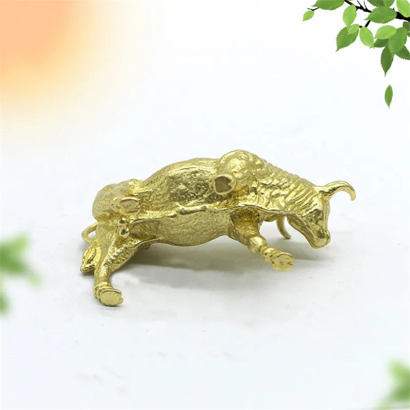 Vintage Copper Wall Street Bull Figurine Retro Brass Cattle Statue