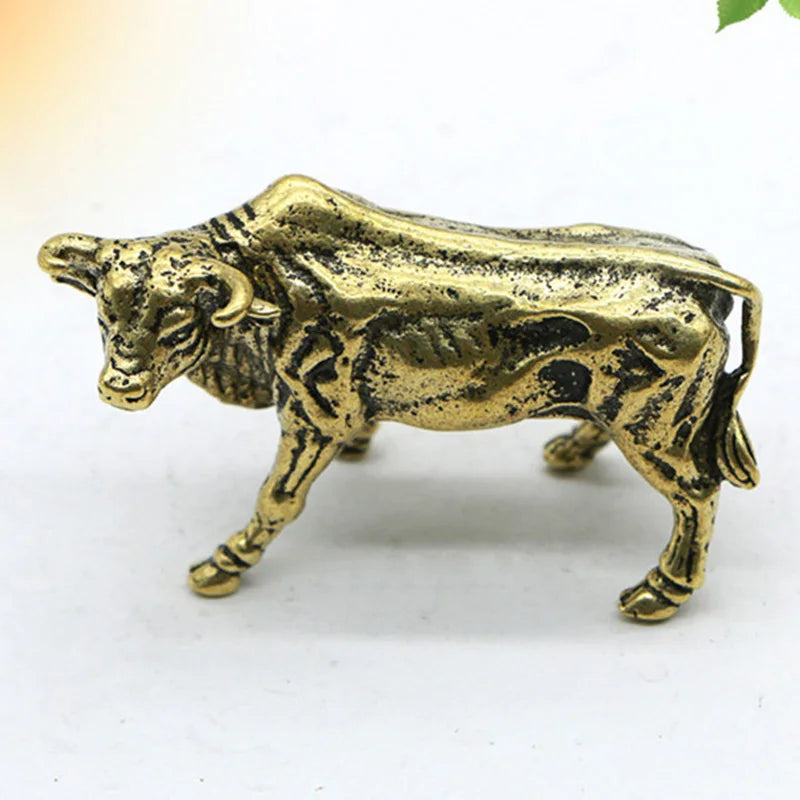 Vintage Copper Wall Street Bull Figurine Retro Brass Cattle Statue