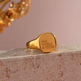 Vintage Couple Jewelry Engraved Square Rings Stainless Steel Finger R