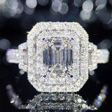 Vintage Lab Diamond Ring 925 Sterling Silver Engagement Wedding Band Rings