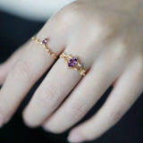 Vintage Amethyst Silver Set Diamond Ladies Ring Opening Adjustable