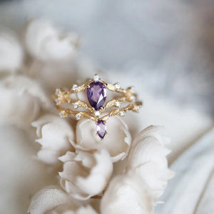 Vintage Amethyst Silver Set Diamond Ladies Ring Opening Adjustable