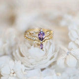 Vintage Amethyst Silver Set Diamond Ladies Ring Opening Adjustable