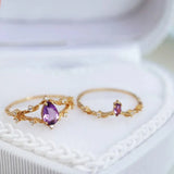 Vintage Amethyst Silver Set Diamond Ladies Ring Opening Adjustable