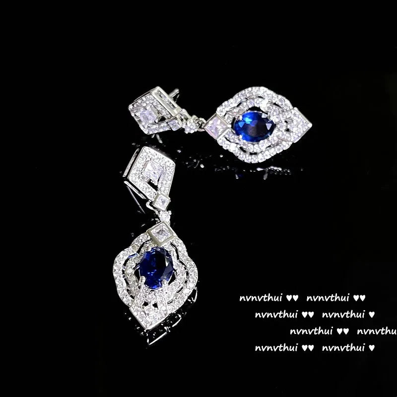 Vintage Court Style Silver Drop Earrings with CZ Crystal Dangler