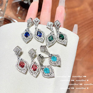 Vintage Court Style Silver Drop Earrings with CZ Crystal Dangler