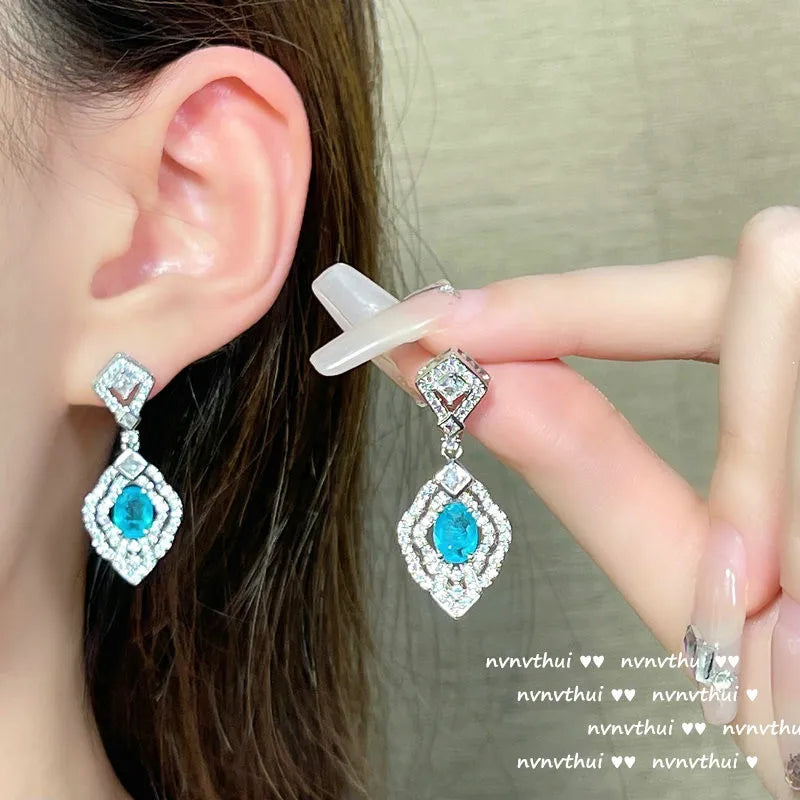 Vintage Court Style Silver Drop Earrings with CZ Crystal Dangler