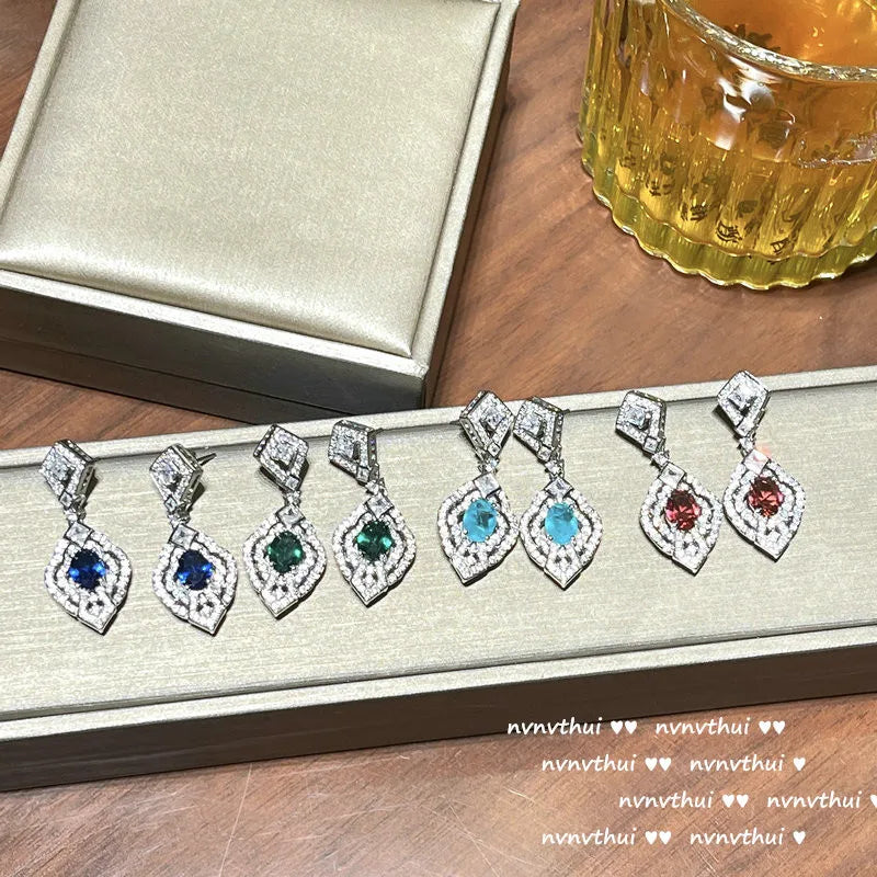 Vintage Court Style Silver Drop Earrings with CZ Crystal Dangler