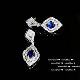 Vintage Court Style Silver Drop Earrings with CZ Crystal Dangler