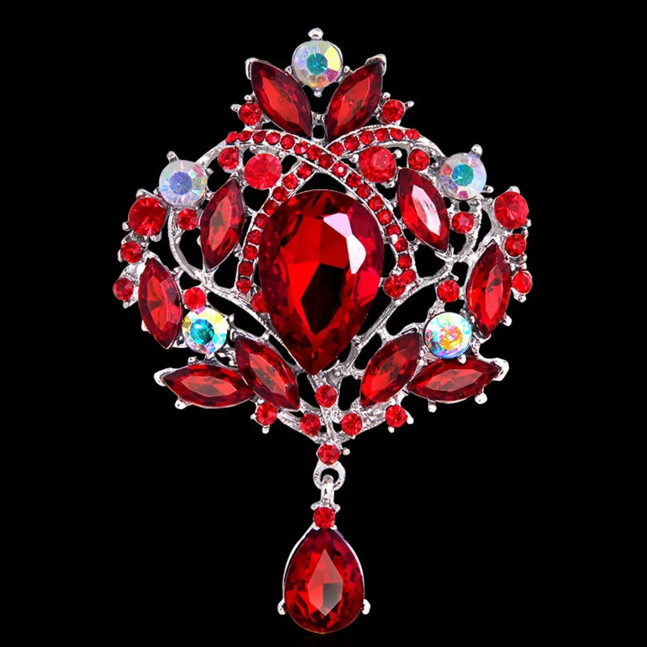 Vintage Crystal Clusters & Teardrop Charm Girl's Brooch