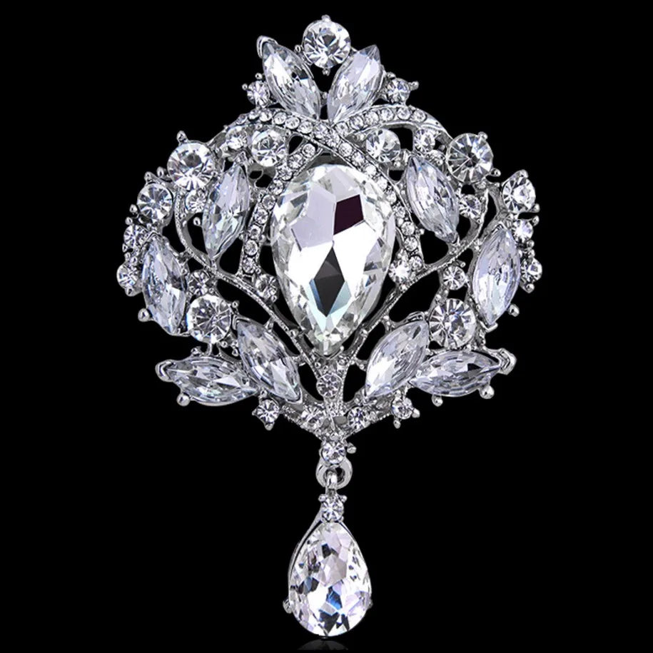 Vintage Crystal Clusters & Teardrop Charm Girl's Brooch