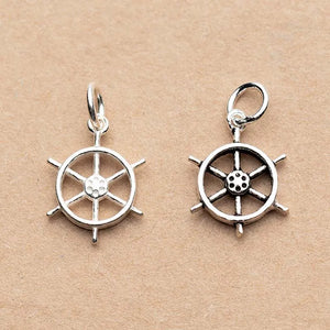 Vintage Silver Rudder Charms 13.5mm 925 Sterling Silver Dangle Pendants