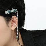 Vintage Bamboo Shape Hair Clips Chain Tassel Hair Pins