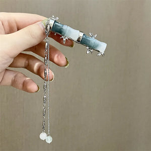 Vintage Bamboo Shape Hair Clips Chain Tassel Hair Pins