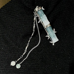 Vintage Bamboo Shape Hair Clips Chain Tassel Hair Pins