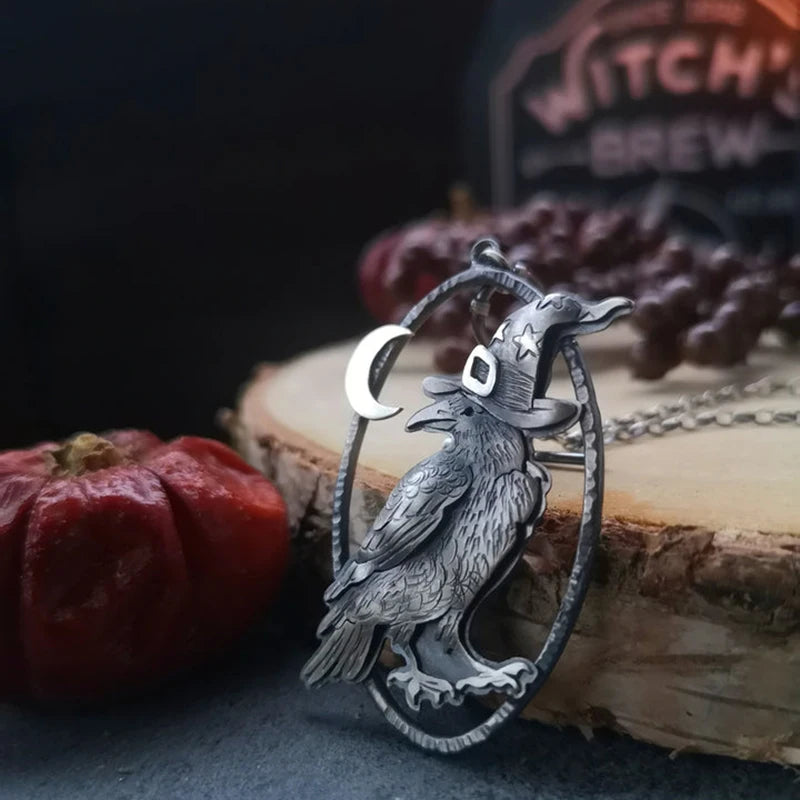 Vintage Dark Magic Crow Necklace for Women Men