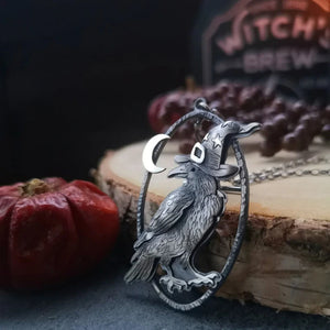 Vintage Dark Magic Crow Necklace for Women Men