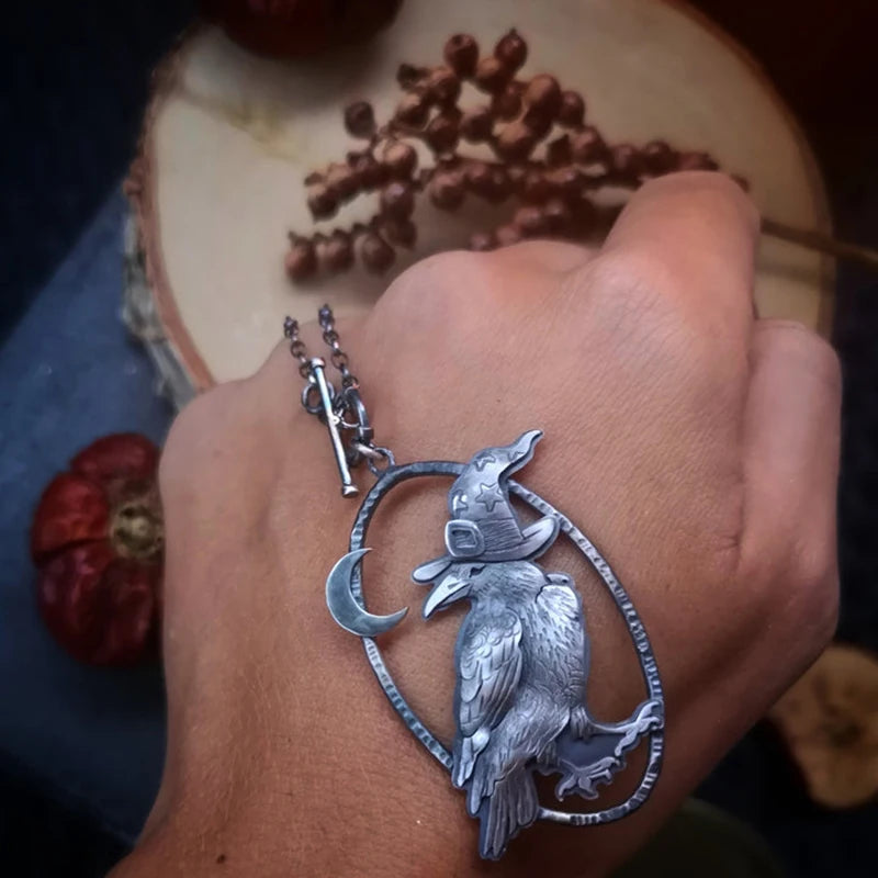 Vintage Dark Magic Crow Necklace for Women Men