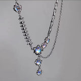 Vintage Moonstone Pendant Necklace Glowing Moon Light Charm Jewelry