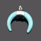 Crescent Moon Pendant Natural Stone Beads Opal Turquoise Amethyst Lapis