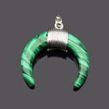 Crescent Moon Pendant Natural Stone Beads Opal Turquoise Amethyst Lapis