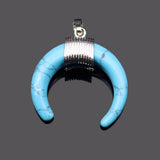 Crescent Moon Pendant Natural Stone Beads Opal Turquoise Amethyst Lapis