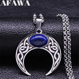 Vintage Crescent Moon Knot Pendant Stainless Steel Necklace